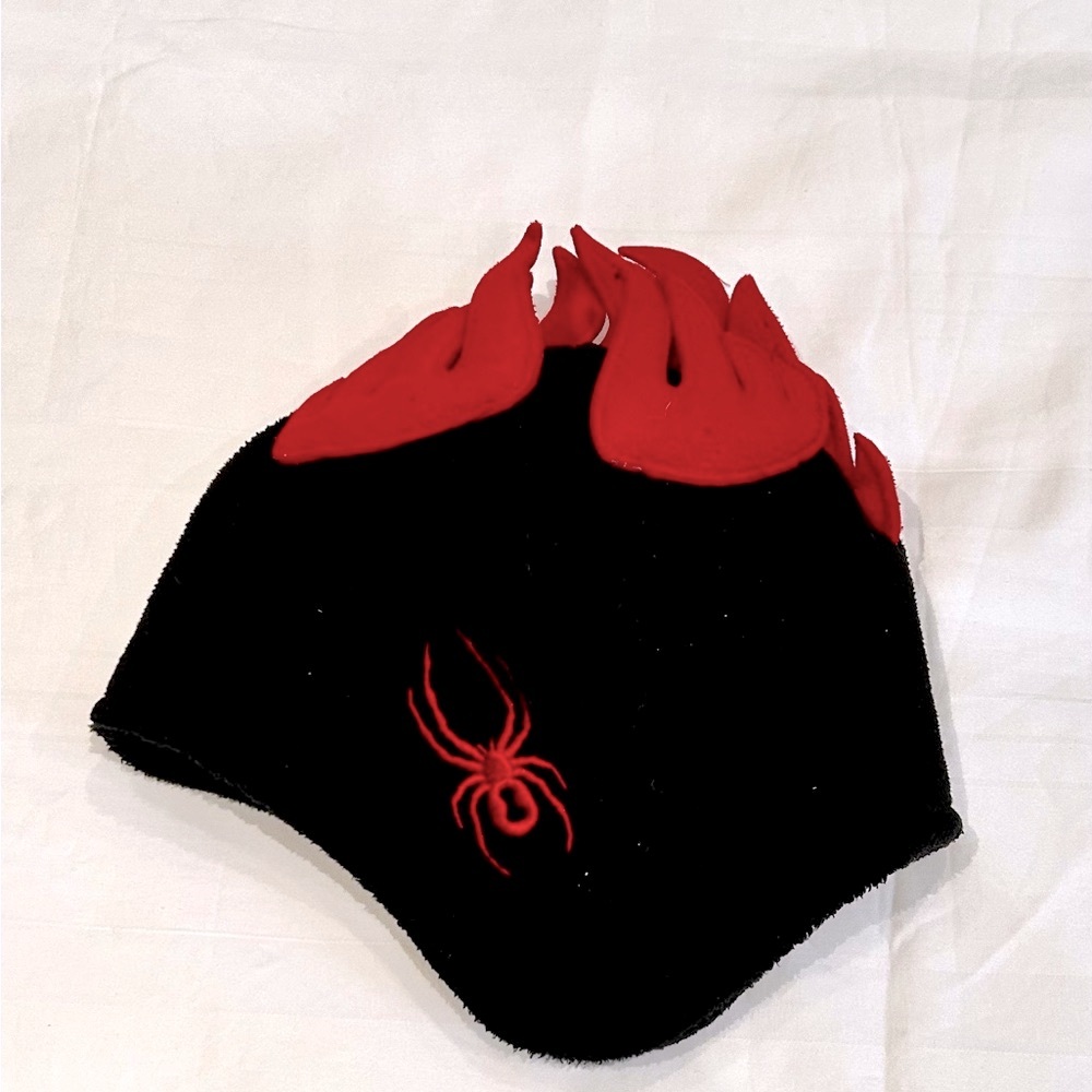 Boys Spyder Black Winter hat with 3D Flame
